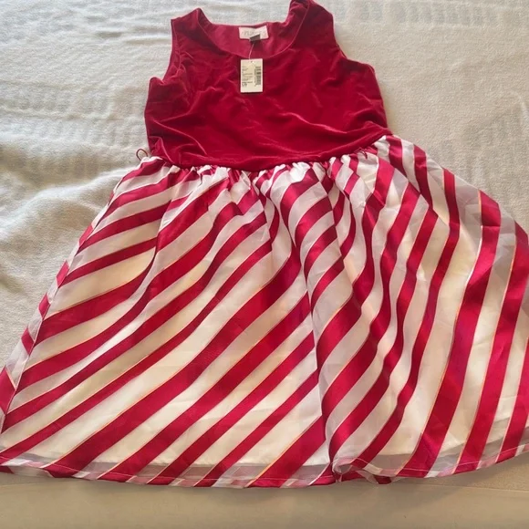 The Children's Place Red Velvet and Striped Dress - Picture 3 of 3